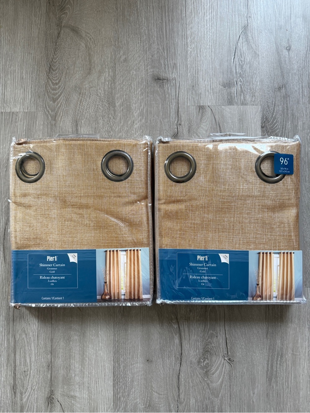Pier 1 Imports Shimmer Gold Lined Curtains 50 x 96 Drapery Two Panels